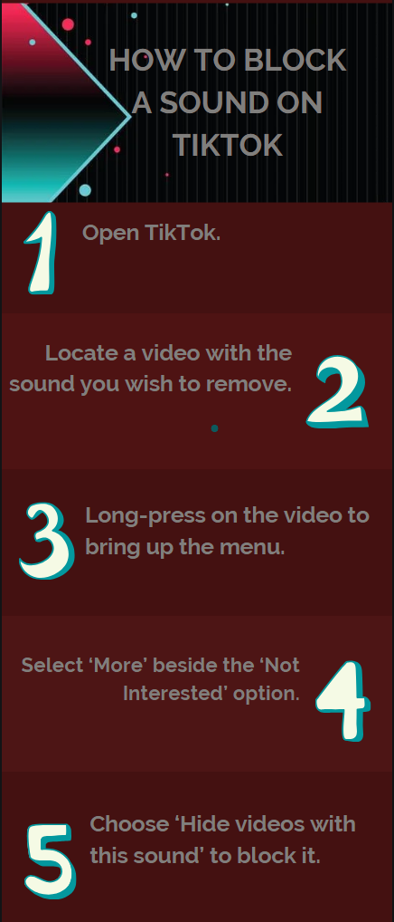 An infographic on How to block a sound on TikTok